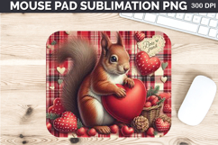 Watercolor Squirrel Mouse Pad Sublimation - Valentines PNG Product Image 1