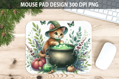 Watercolor Cauldron Cat Mouse Pad Sublimation - Animal PNG Product Image 1