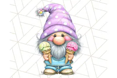 Ice Cream Gnome Clipart PNG Summer Dessert Art, Summer Gnome Product Image 2