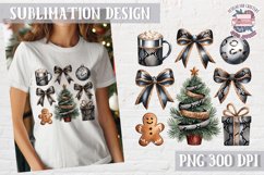 Christmas Coquette Bow PNG Holidays Funny Watercolor Product Image 1