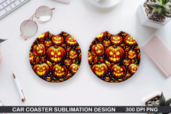 Pumpkins Car Coaster Sublimation| Halloween Coaster PNG Product Image 1