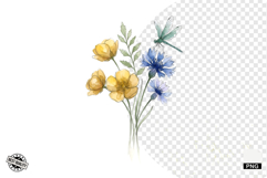 Summer Wildflowers &amp; Bird &amp; Insect Clipart - Houseplant PNG Product Image 1