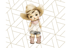Cowgirl Baby Clipart PNG, Cute Toddler Western Outfit Art Product Image 2