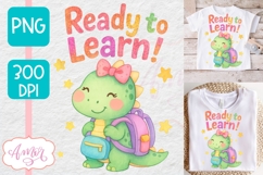 Cute back to school shirt PNG, Ready to learn sublimation Product Image 1