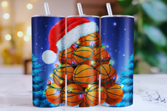 Merry Basketball Tumbler Wrap | Christmas Wrap Product Image 1