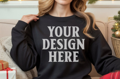 Black Gildan 18000 Crewnwck Sweatshirt Mockup, gildan 18000 Product Image 1