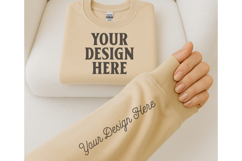 Gildan 18000 Sand Sleeve Sweatshirt Mockup Product Image 1