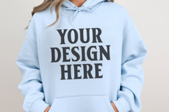 Light Blue Gildan 18500 Hoodie Sweatshirt Mockup, Unisex H Product Image 1