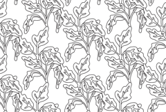 Line art floral seamless pattern with tropical leaves vector Product Image 1