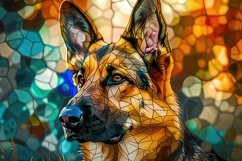 German Shepherd Stained Glass Background Wallpaper Product Image 1