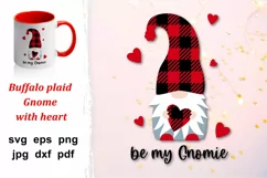 Valentine Buffalo plaid Gnome, love quotes, heart svg. Product Image 1