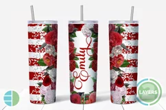 Skinny Tumbler Sublimation Designs Red Roses - Add a Name Product Image 1