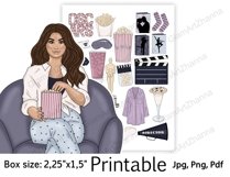 Movie Night Weekend Printable Sticker Box Size 2,25"x1,5" Product Image 3