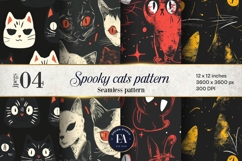 Spooky Cat Seamless Pattern | Scary Cat Digital Paper Product Image 1