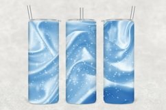 Blue Satin Glowing Glitter Sparkle Tumbler Wrap Sublimation Product Image 1