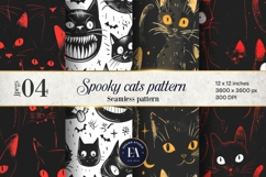 Spooky Cat Seamless Pattern | Scary Cat Digital Paper Product Image 1