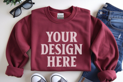 Gildan 18000 Red Folded Flat Lay Mockups Product Image 1