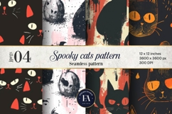 Spooky Cat Seamless Pattern | Scary Cat Digital Paper Product Image 1