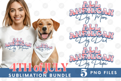 American Dog Mama Papa 4th of July USA Paw DTF PNG Bundle Product Image 1