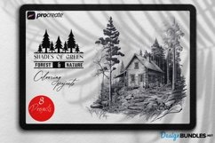 Procreate shades of green, forest coloring stamps, 8 designs Product Image 1