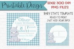 Rhino Baby Stats Template Sublimation Design Printable Product Image 1