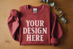 Gildan 18000 Red Folded Flat Lay Mockups Product Image 1