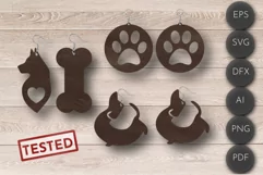 Dog Earrings svg, Dog lovers Laser Cut Files, puppy owner Product Image 1