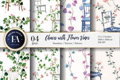 Hand-Painted Chairs Wrapped in Flowers Digital Paper Product Image 1