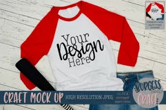 Red baseball raglan 3200 Craft mock up | High Res JPEG Product Image 1