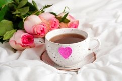 Morning breakfast in bed with coffee cup, heart and roses Product Image 1