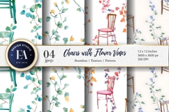 Enchanted Chairs Covered in Flowers Watercolor Digital Paper Product Image 1