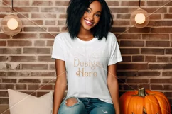 Halloween T-Shirt Mockup Women, White T-Shirt Mockup, d42 Product Image 2