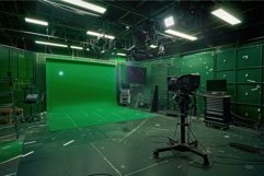 Professional film studio with green screen and lights is rea Product Image 1
