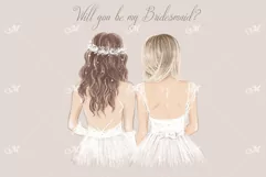 Bride and Bridesmaid In White Illustration Product Image 2