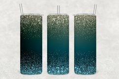 Aqua Whites Sparkle Glitter Tumbler Wrap Sublimation Product Image 1