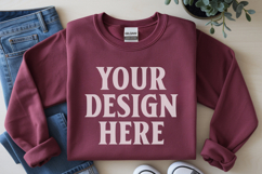 Gildan 18000 Red Folded Flat Lay Mockups Product Image 1