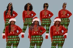 African Amrican girl clipart, Plus size girl clipart, Xmas Product Image 13