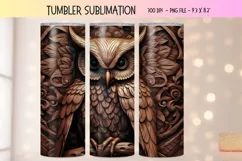 Carved Owl 3D Tumbler Sublimation Design | Wood 3d Tumbler Product Image 1