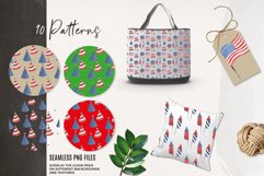 USA 4th July Seamless Patterns Digital Watercolor Blue Red Product Image 3