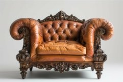 Luxurious antique leather armchair standing in white room Product Image 1
