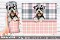 Seamless Schnauzer Dog Sublimation Skinny Tumbler | Png Product Image 1