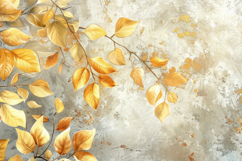 Golden Leaves on a Grey Background Wallpaper Product Image 1