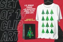 Striped Christmas Trees Clipart Set of 12 PNG files Product Image 1