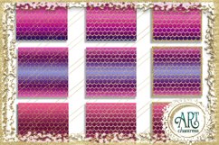 18 Digital Papers - Purple with Gold Glitter - Mermaid Scale Product Image 3