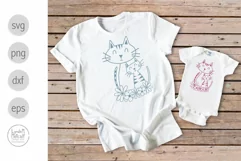 Mom Cat and Kitten SVG Cut File for Cricut, Cats in Flowers Product Image 3