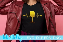 Funny Svg Wine Svg I Love Wine Svg Wine Heartbeat Svg Mom Product Image 1