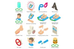 Diabetes disease icons set, isometric style Product Image 1