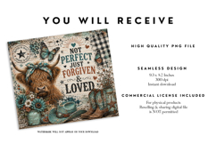 Forgiven Loved Highland Cow Tumbler Wrap Product Image 2
