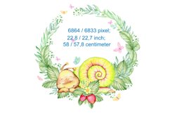 Watercolor frame, snail, strawberry, sublimation clipart, Product Image 4