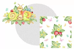 Cartoon Snails Watercolor Clipart - Cute Kawaii Chubby Snail Product Image 4